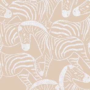  Zebra Stampede Beige Peach White Large Scale wallpaper bedding