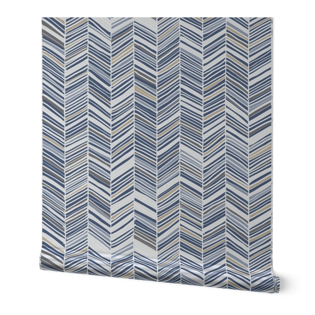 Herringbone Hues of Dark Blue by Friztin