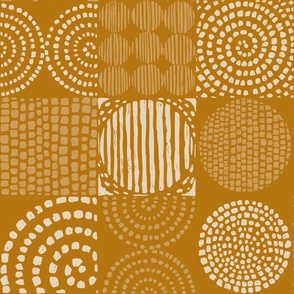 Abstract Mandarino Orange Monochromatic Grid with Spirals, Circles and Squares, Large Scale