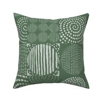 Abstract Salvia Green Monochromatic Grid with Spirals,  Circles and Squares, Large Scale