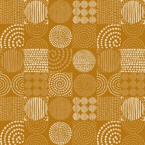 Abstract Mandarino Orange Monochromatic Grid with Spirals, Circles and Squares, Small Scale