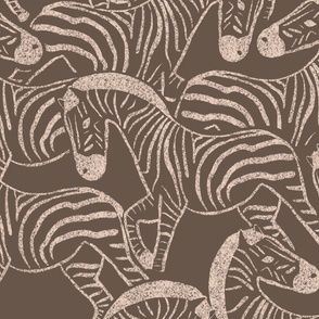 Zebra Stampede Brown Large Scale wallpaper bedding