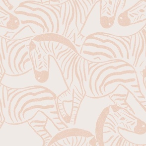  Zebra Stampede Peach White Large Scale wallpaper 