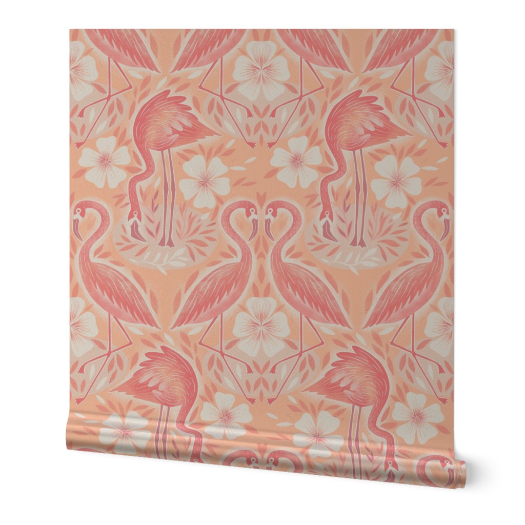 Flamingo dance and bath Pantone peach fuzz // medium