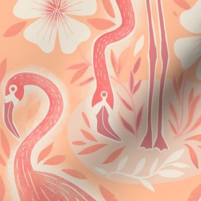 Flamingo dance and bath Pantone peach fuzz // medium