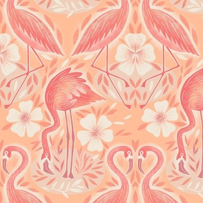 Flamingo dance and bath Pantone peach fuzz // medium