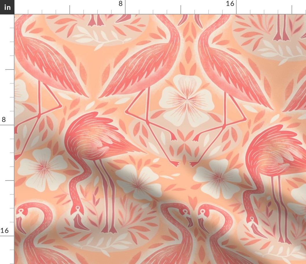 Flamingo dance and bath Pantone peach fuzz // medium