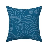  Zebra Stampede Blue Large Scale wallpaper bedding