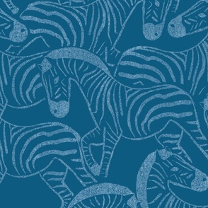  Zebra Stampede Blue Large Scale wallpaper bedding