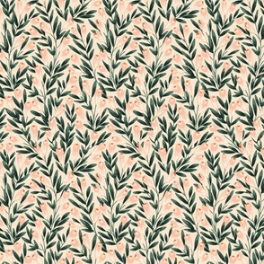 Pointy flower ever-growing garden pattern-pastel peach and green// Small scale