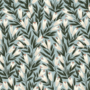 Pointy flower ever-growing garden pattern- powder blue and off white// Medium scale