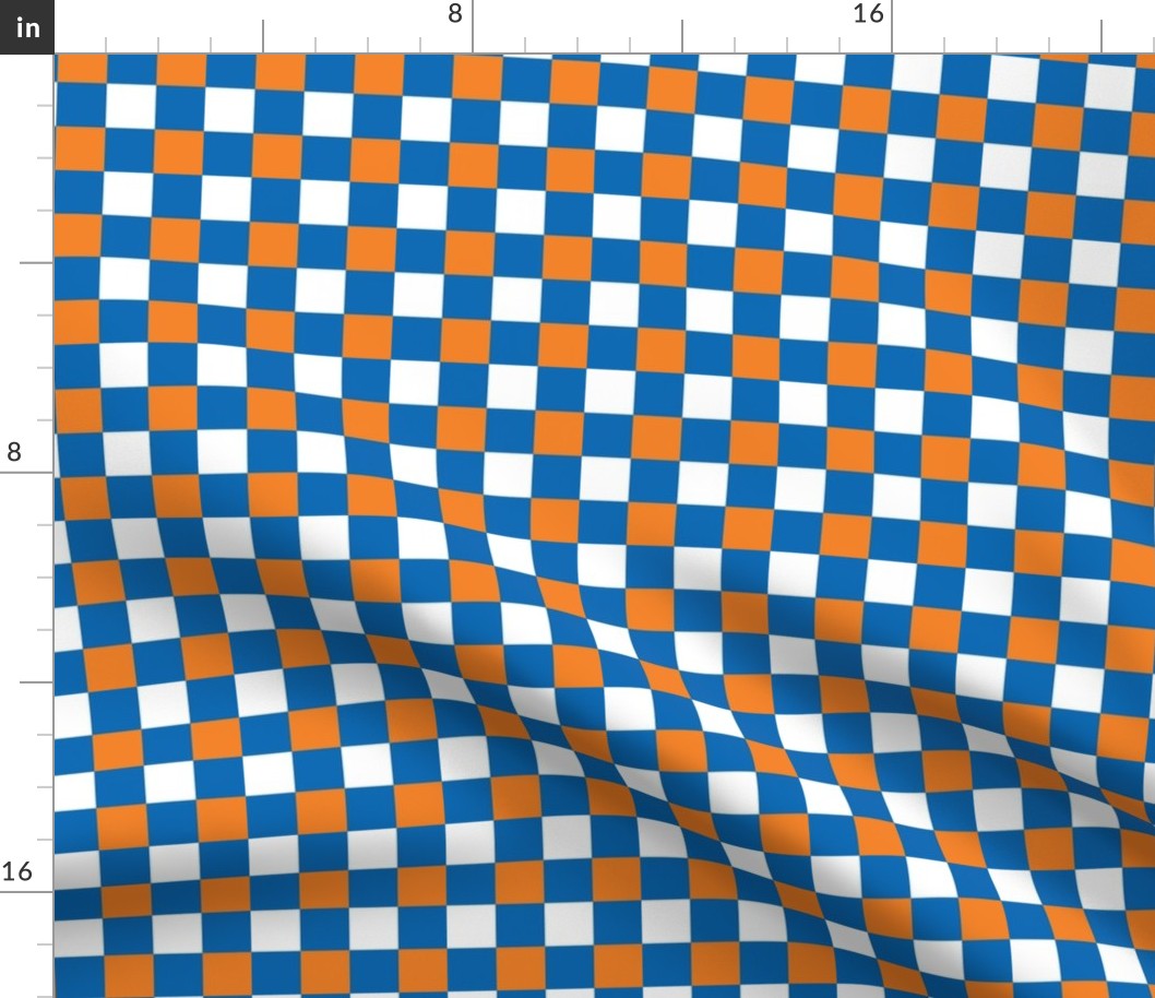 Small Scale Team Spirit Basketball Checkerboard in New York Knicks Blue and Orange