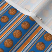 Small Scale Team Spirit Basketball Sporty Stripes in New York Knicks Blue and Orange
