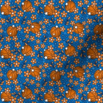 Small Scale Team Spirit Basketball Floral in New York Knicks Blue and Orange (1)