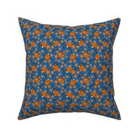 Small Scale Team Spirit Basketball Floral in New York Knicks Blue and Orange (1)