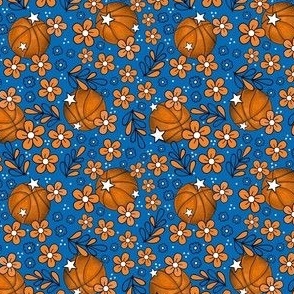 Small Scale Team Spirit Basketball Floral in New York Knicks Blue and Orange (1)