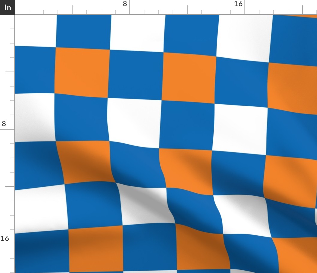 Large Scale Team Spirit Basketball Checkerboard in New York Knicks Blue and Orange