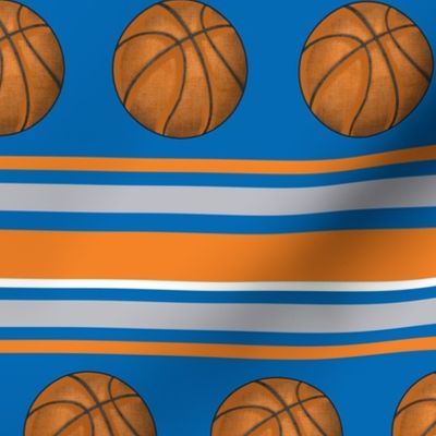 Large Scale Team Spirit Basketball Sporty Stripes in New York Knicks Blue and Orange (1)