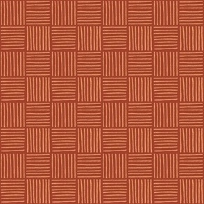 Mini Checker lines Rust Orange MEDIUM 2x2 inch