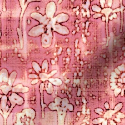 Block Print Daisies pink peach