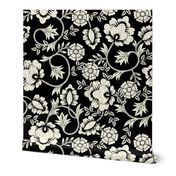 Negative Block Print Black Damask