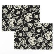 Negative Block Print Black Damask