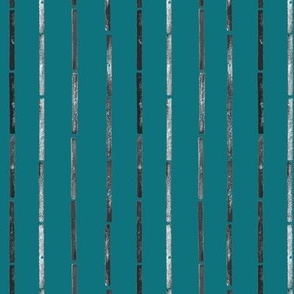 Mini - Bold Stripes Collage & Block Print - Teal Green