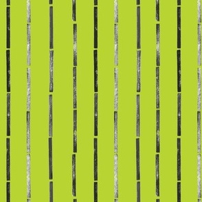 Mini - Bold Stripes Collage & Block Print - Lime Green