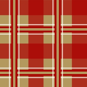 Large Plaid Gold, Red, White