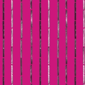 Mini - Bold Stripes Collage & Block Print - Magenta Pink