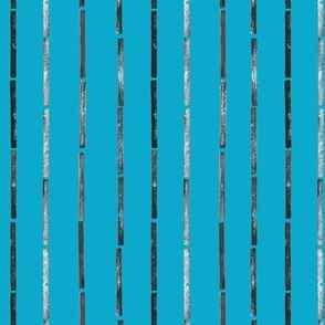 Mini - Bold Stripes Collage & Block Print - Turquoise