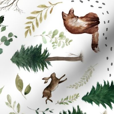 12" Rotated / Woodland Animals in the Forest