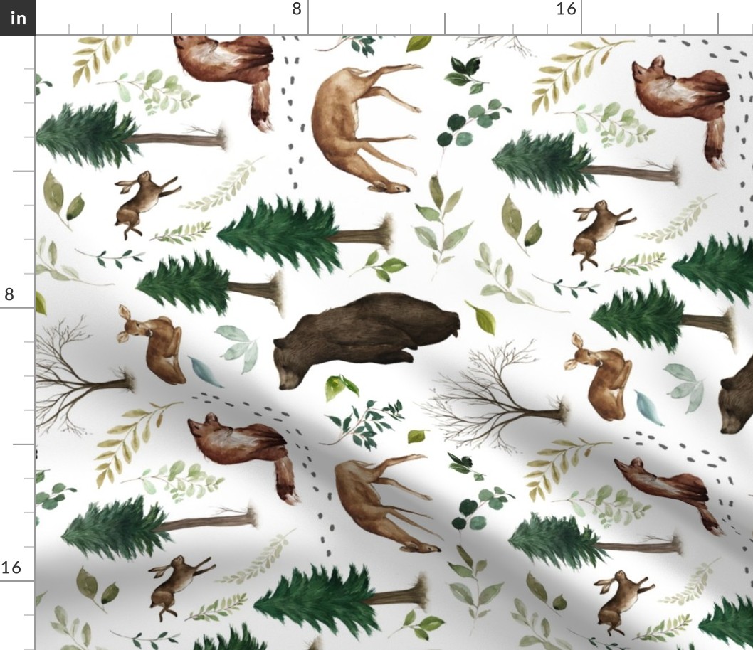 12" Rotated / Woodland Animals in the Forest