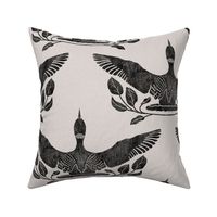 Flying Loon with Foliage Block Print - Large