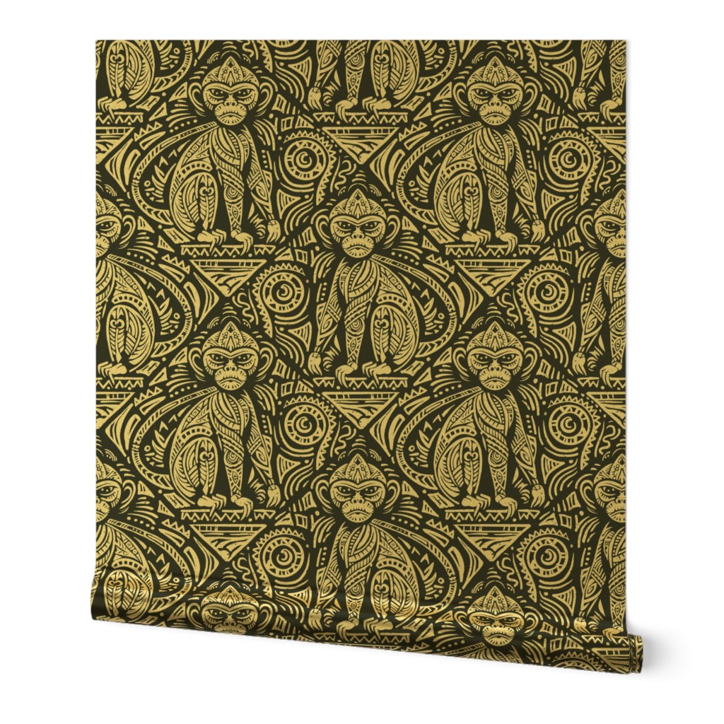 Jungle Rhythms. Monkey in tribal style. Monochromatic