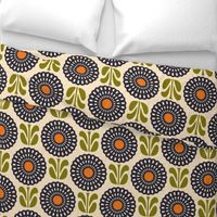 KF 0125 G - Large 12" - Block Print Vintage Daisies