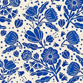 Block Print Blue Delft Floral