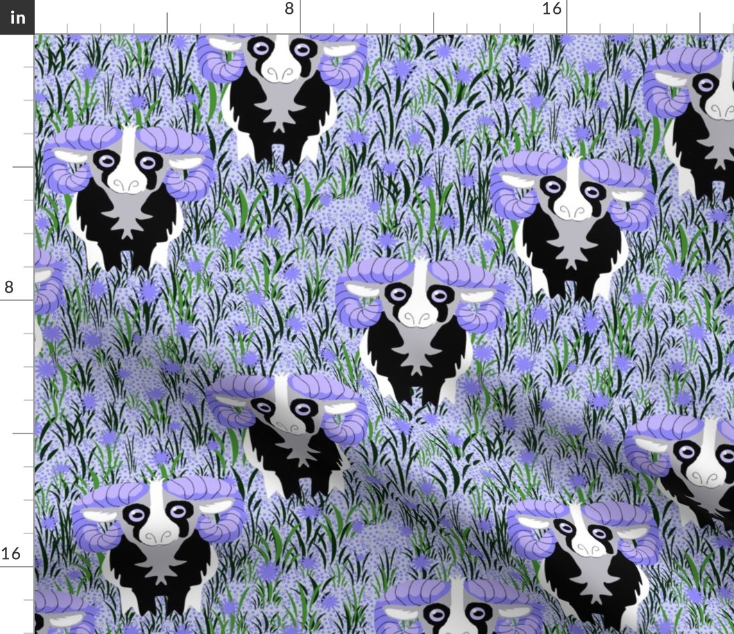 Lavender Purple Horned Ram Sheep