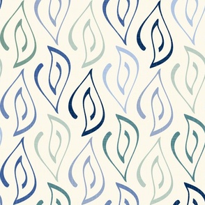 blue and green leaf - stylized botanical wallpaper