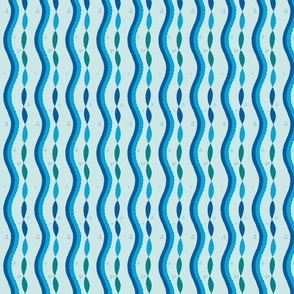(tiny) Ultra Steady Pantone palette hand-drawn mending waves -on light blue 