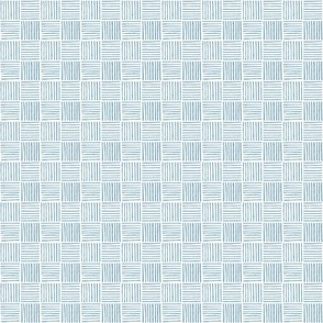 Mini Checker lines white blue SMALL 1X1 inch