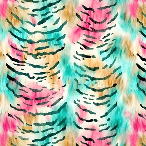 Pink, Turquoise & Brown Tiger Stripes - large
