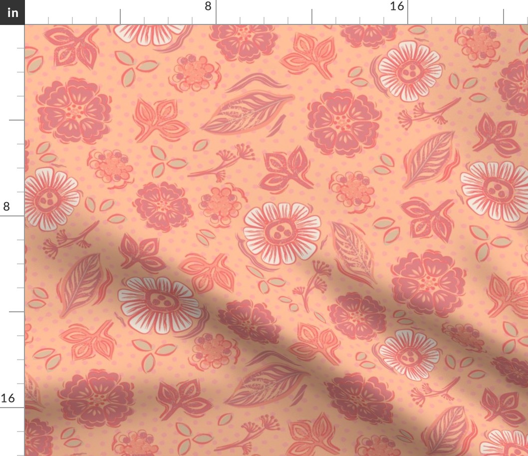 Peach Fuzz Floral-PMS Color Of 2024-L