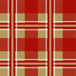 Small Plaid Gold, Red, White