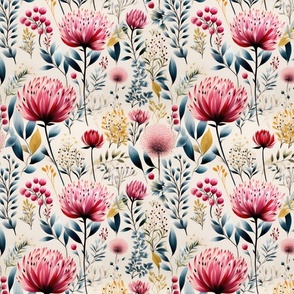 Australian Blooms: Floral Seamless Pattern in Vibrant Hues