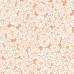 Wavy Daisy - Small Scale - Peach Fuzz Apricot pastel orange Retro Vintage Flowers Daisies boho