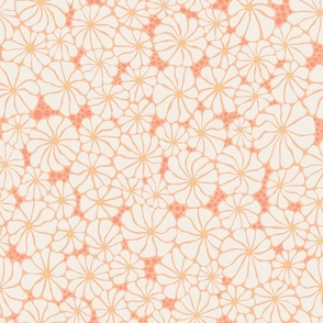Wavy Daisy - Medium Scale - Peach Fuzz Apricot pastel orange Retro Vintage Flowers Daisies boho