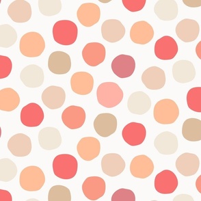 peach fuzz wonky dot - pantone color of the year 2024 - peach plethora color palette - crooked dot wallpaper and fabric