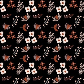 Black and rust floral