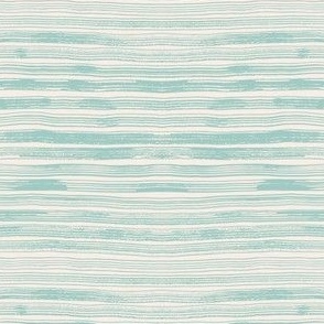 Aqua Blue and White Textured Hand Painted Horizontal Stripes